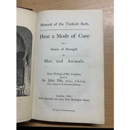 RARE* 1865 1ST ED "MANUAL OF THE TURKISH BATH" SIR JOHN FIFE ANTIQUE BOOK (P4)