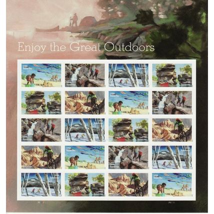 The Great Outdoors Sheet of 20 Current Rate Stamps Scott 5475-79