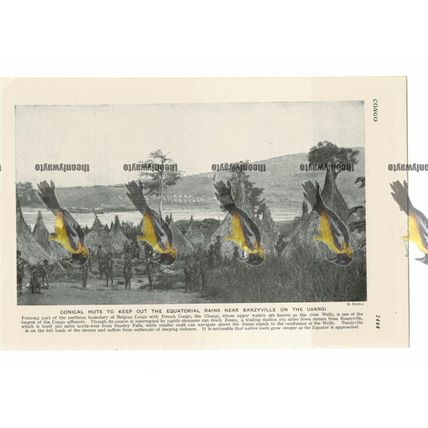 Conical Huts, Banzyville (Mobayi-Mbongo), Congo (DRC), Book Illustration c1920