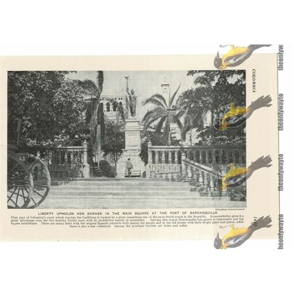 Barranquilla, Liberty With Banner, Colombia, Book Illustration c1920