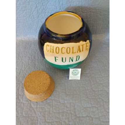 CHOCOLATE FUND CERAMIC JAR witih CORK LID