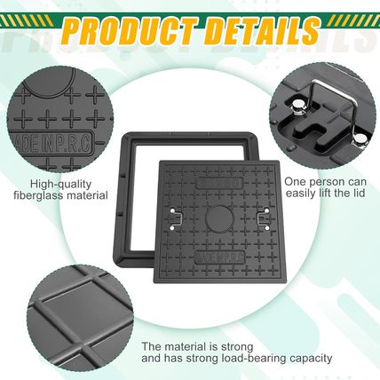 24 X 24 Inches Frp Solid Square Septic Tank Lid and Base with Handles Manhole Co