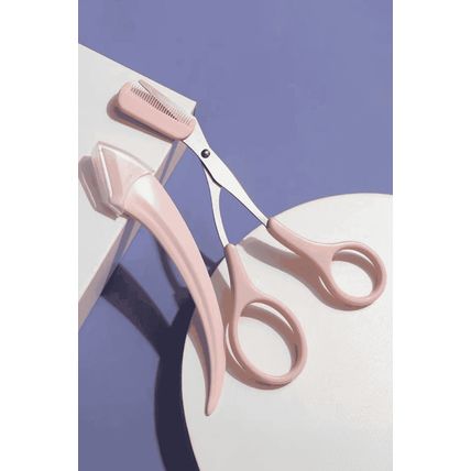 Light Pink 2pcs Eyebrow Trimming Tool Set