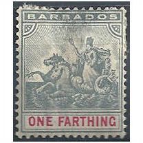 Barbados 1892 SG105 1/4d Slate-Grey & Carmine Mounted Mint (Thin).