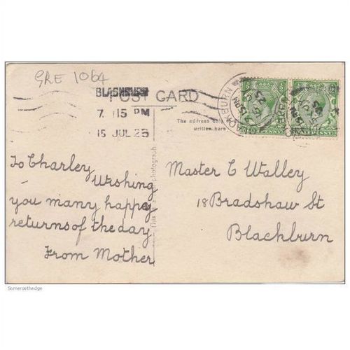 Young Child Dressed In Green "Birthday Wish" Postcard (GRE1064)