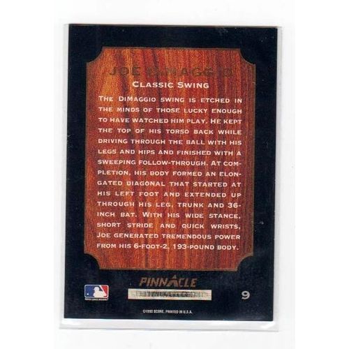 1993 Pinnacle Joe DiMaggio baseball card #9 –HOF - Yankees