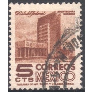 Mexico 1950 - SG874 - 5c brown - Modern Building, Mexico - used