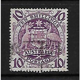 AUSTRALIA 1949 10s PURPLE COM COAT OF ARMS SG 224b FINE USED