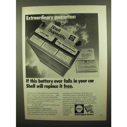 1972 Shell Superlife Battery Ad - Extraordinary