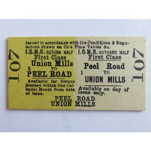 Isle of Man Railway Peel Road - Union Mills Ticket