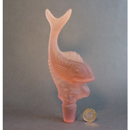 Art Deco Josef Inwald Pink Glass Fish Centrepiece Figure "Poisson Volant".