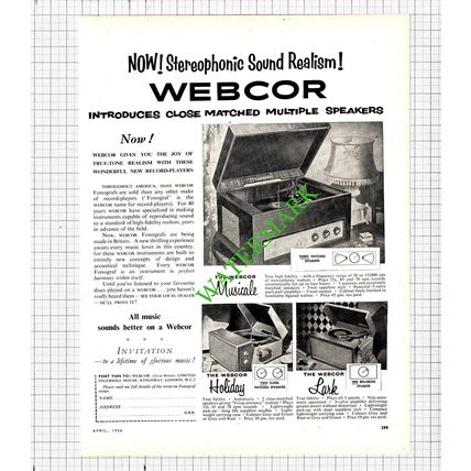 Webcor Limited London Advert - 1956 Cutting