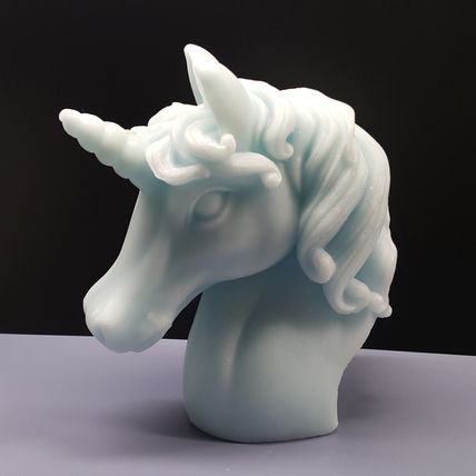 Unicorn Head Turquoise Candle - 16.5cm