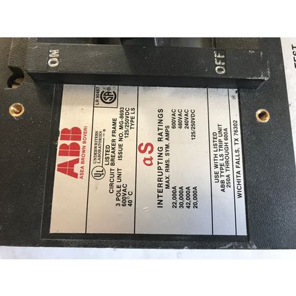 ABB TL1400,ABB LS,ABB TL1600,CIRCUIT BREAKER,3 POLE 600A 600vAC 125/250vDC,SA