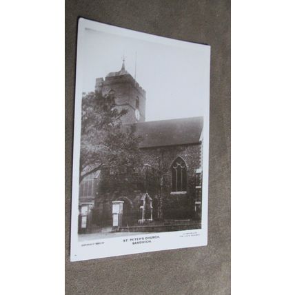 Early Lilywhite real photo Postcard - St Peter's Church - Sandwich, Kent