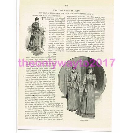 Clothes for July, Victorian Ladies Fashion, Book Illustration (Print), 1891