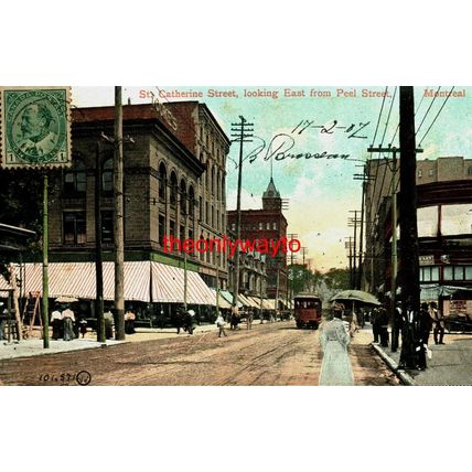St Catherine Street, East From Peel St, Montreal, Canada, Valentines Postcard