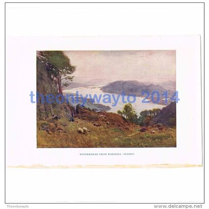 WINDERMERE FROM WANSFELL, SUNSET, CUMBRIA, ENGLAND, BOOK ILLUSTRATION, 1925