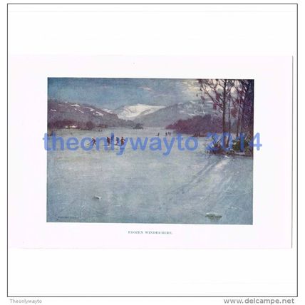 FROZEN WINDERMERE, CUMBRIA, ENGLAND, BOOK ILLUSTRATION, 1925