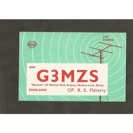 QSL Card G3MZS Ron Flaherty Weston Park Avenue Shelton Lock Derbyshire