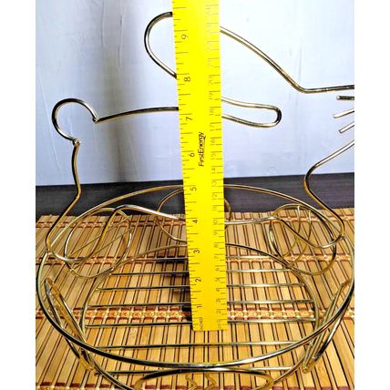 Gold Tone Easter Bunny Wire Egg Basket 9.5" H X 8" W Easter Rabbit Candy Basket