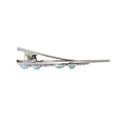 Alligator hair clip turquoise blue stone western design metal 3 inch