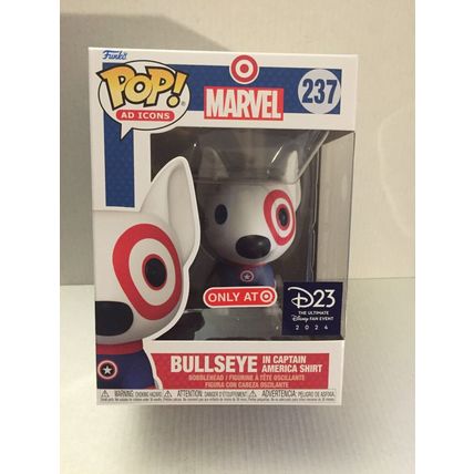 NEW 2024 D23 Marvel Target Bullsey in Captain America Shirt Funko Pop Figure #23