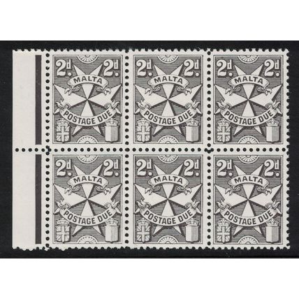 Malta Postage Due 2d Ordinary paper Perf Line 12 RAR 1967 MNH SG#D30
