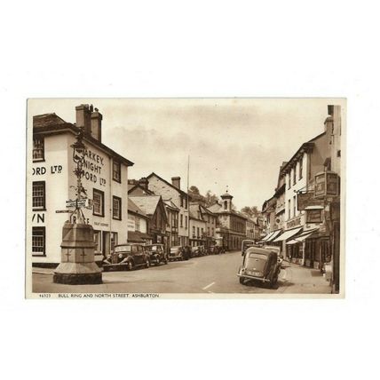 Ashburton, Bull Ring And North Street, Devon, Postcard.