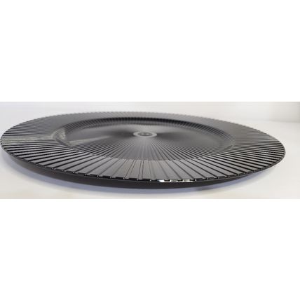 Set of 12 Elegant Black Dinner Plate Plastic Chargers 13 Inch Diameter - NEW