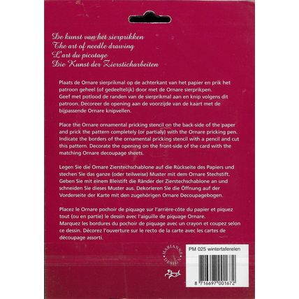 Marianne. Ornare. PM 025. Embroidery Pricking Stencil. Cardmaking Scrapbooking