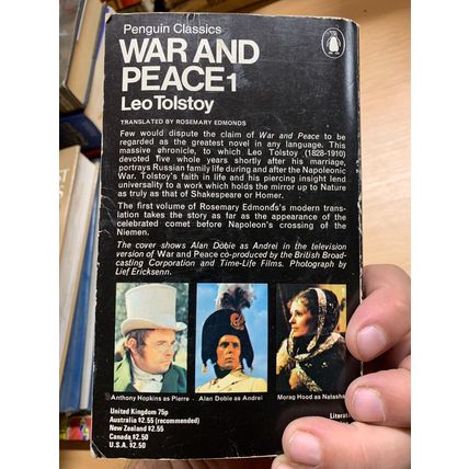 1974 LEO TOLSTOY "WAR AND PEACE" VOLUME 1 PENGUIN FICTION PAPERBACK BOOK (P3)