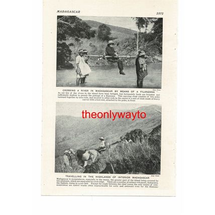 Crossing River In Filanzana & Interior Highlands, Madagascar, Book Illustration