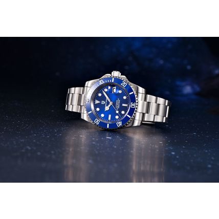 Gents PAGANI DESIGN Blue Automatic Seiko NH35 Movement Steel Bracelet Watch