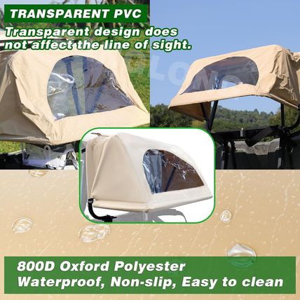 Universal Golf Cart Rear Bag Rain Cover with Bracket Kit (Beige), Suitable for C
