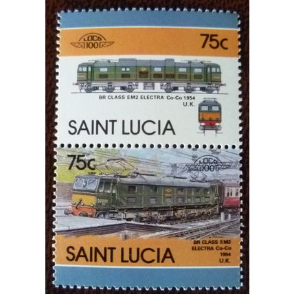 St Lucia 1986 Leaders World Railway Locomotives 75c Electra mint stamps SG866-7