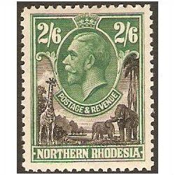 Northern Rhodesia KGV 1925 2/- 6d Black & Green Mounted Mint MM SG 12 Stamp