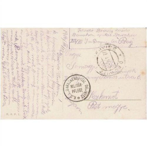 Fieldpost: Postcard: Dejwitz (Dejvice) Military Hospital (22nd March 1916).