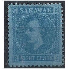 Sarawak 1873 SG6 8c Bright Blue Mounted Mint . .