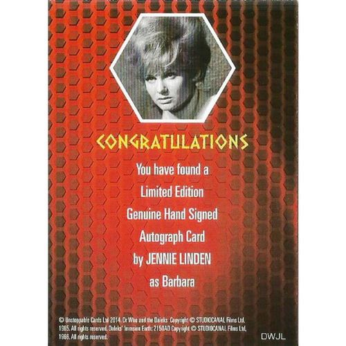 Doctor Who Daleks Invasion Earth 2150AD Auto Card DWJL Jennie Linden as Barbara
