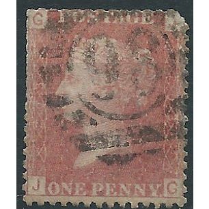 1858 SG43 1d Red Plate 203 Good/Fine Used Check Letters "JG"