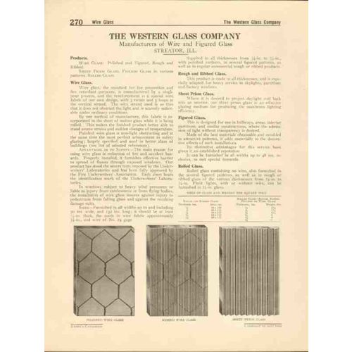 western glass company 1916 wire figured ribbed rough vintage catalog
