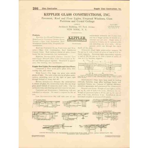 keppler glass constructions inc 1916 roof floor lights vintage catalog