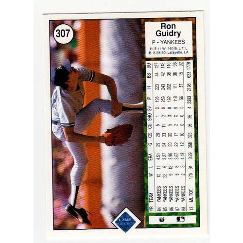 1989 Upper Deck Ron Guidry baseball card #307 – Yankees