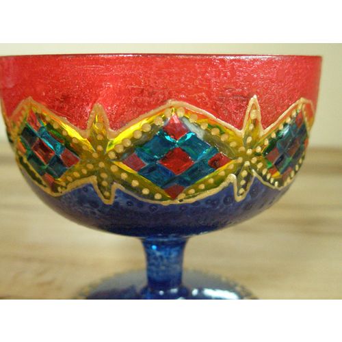 Decorative Hand Painted Glass Pedestal Bowl