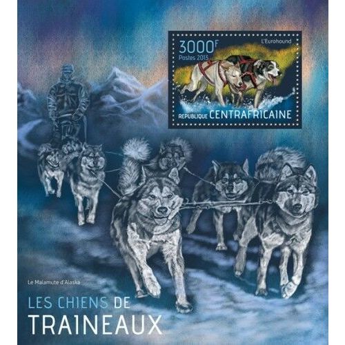 CENTRAL AFRICA 2013 SHEET MNH SLEDGE DOGS LES CHIENS DE TRAINEAUX CAES 2A