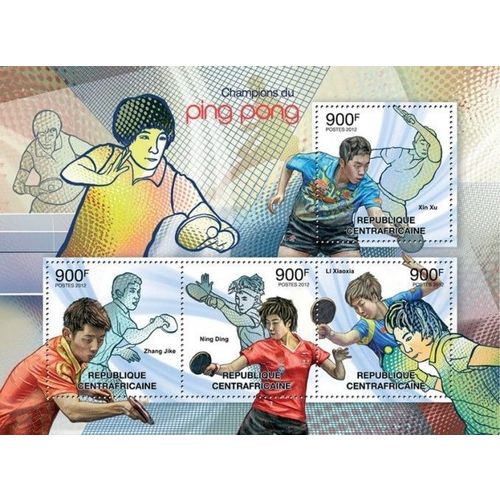 CENTRAL AFRICA 2012 SHEET MNH PING PONG TABLE TENNIS CHAMPIONS SPORTS