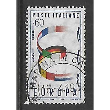 ITALY 1957 EUROPA FLAGS 60L BLUE SG 951 FINE USED