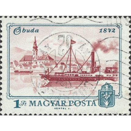 HUNGARY, SEA, Obuda with paddle steamer, pink-lilac 1972, 1Ft, #2
