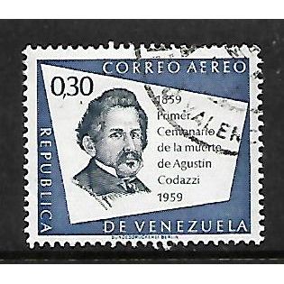 VENEZUELA 1960 30c DEEP BLUE + BLUE A CODAZZI SG1627 FINE USED#2